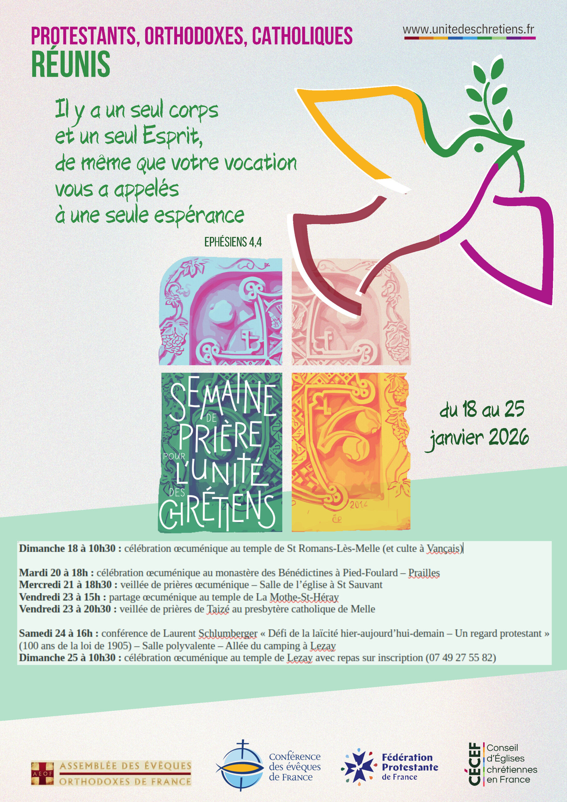 Semaine prière Unité des Chrétiens du 18 au 25 janvier 2026