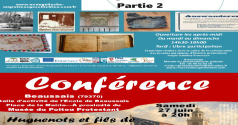 Lancement de saison touristique samedi 27 juin à 20h- Musée du Poitou Protestant